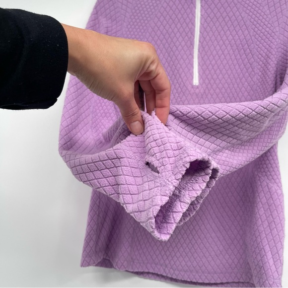 Tek Gear Quilted Fleece 1/4 Zip Pullover Women M Purple Thumbholes Turtleneck - Picture 6 of 10